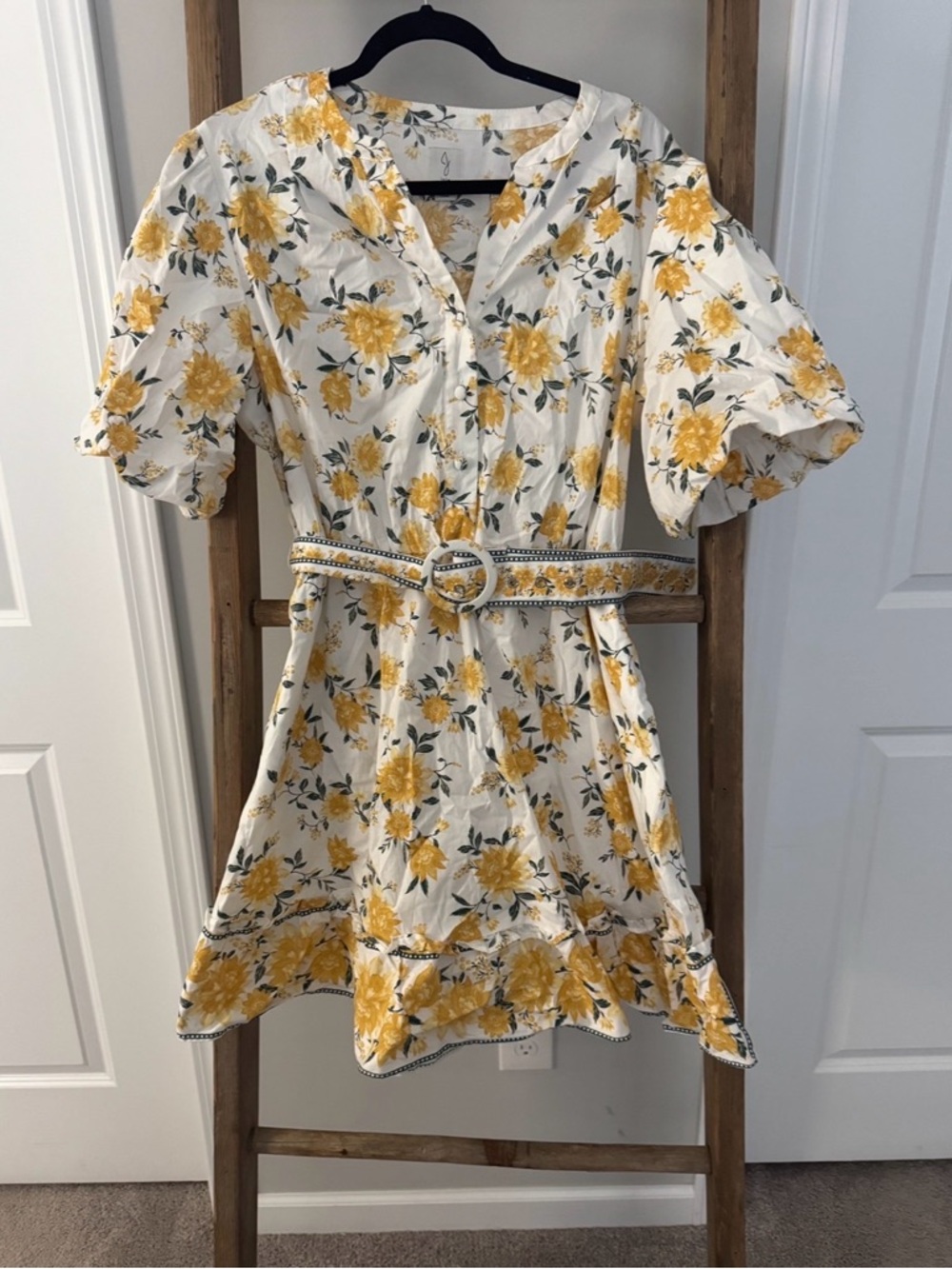 Joie White Dress with Yellow Floral Pattern